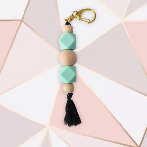 Silicone/wood bead Keychain